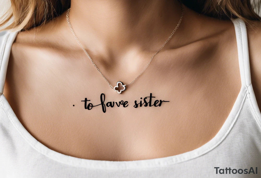 The handwritten words "to my favorite sister" written in a simple way with a delicate, fine line tattoo. Include a small puzzle piece tattoo idea