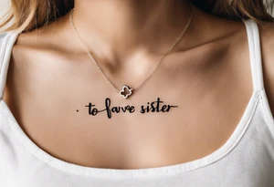 The handwritten words "to my favorite sister" written in a simple way with a delicate, fine line tattoo. Include a small puzzle piece tattoo idea