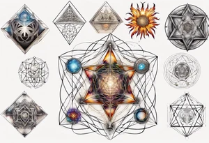 sacred geometry Metatron's cube with phoenix tattoo idea
