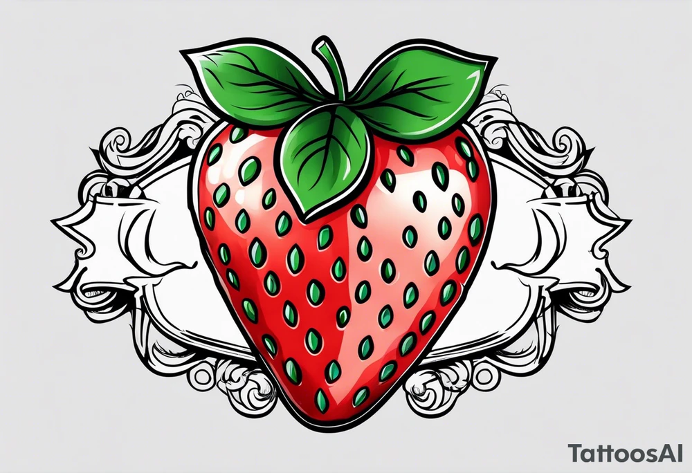 American traditional simple single  Strawberry Mom Banner tattoo idea