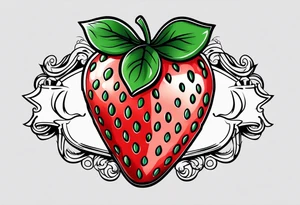 American traditional simple single  Strawberry Mom Banner tattoo idea