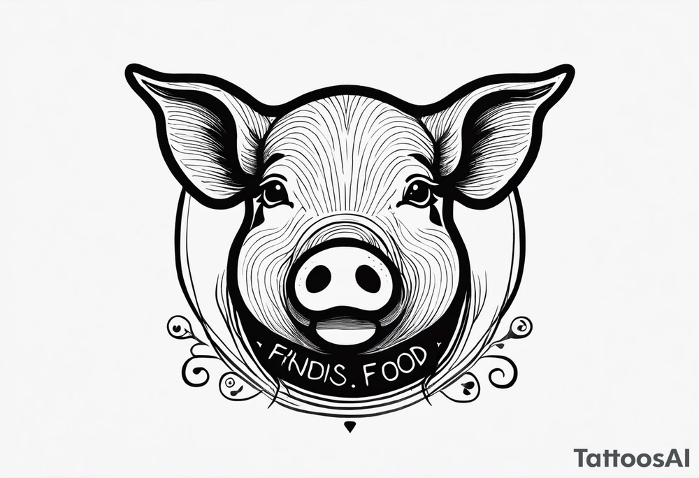 cute pig or piglet.
with text: "friends not food"
very thin lines tattoo idea