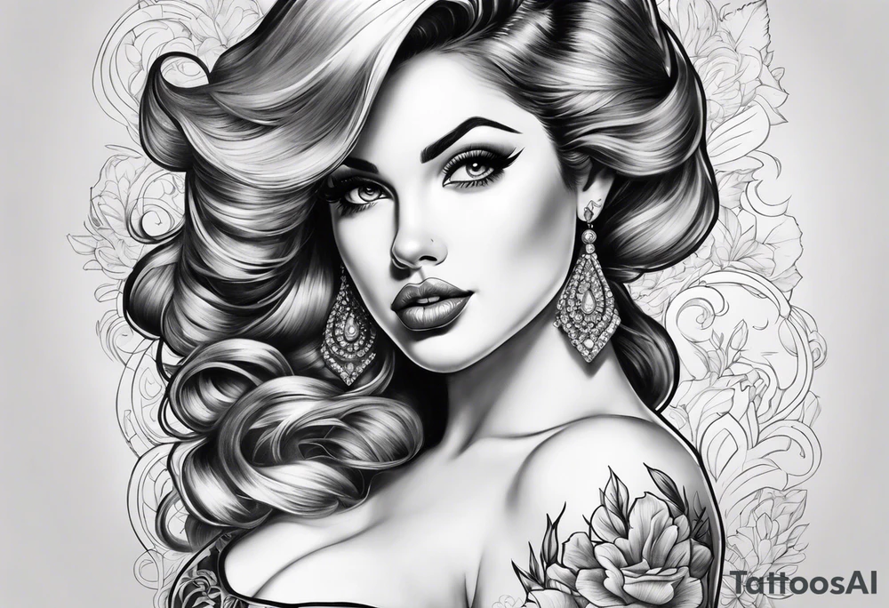 Gorgeous french pinup tattoo idea