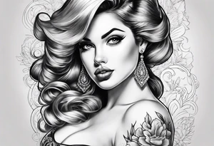 Gorgeous french pinup tattoo idea