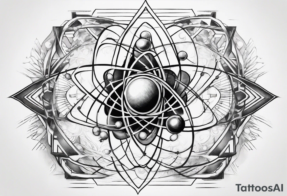 atom with quantum wave of electrons tattoo idea
