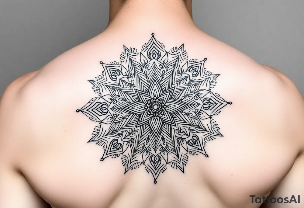 intricate mandala with sacred geometry and cosmic elements tattoo idea