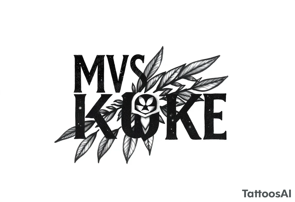 The word “MVSKOKE” shaded with Native American print tattoo idea