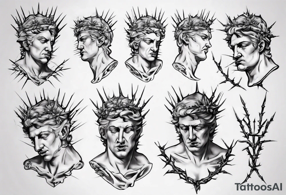Bust of David with thorns tattoo idea