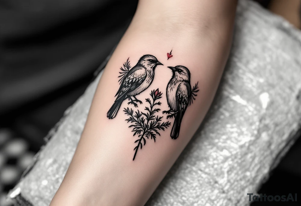 deux corbeau posé sur une épée planté dans un coeur tattoo idea