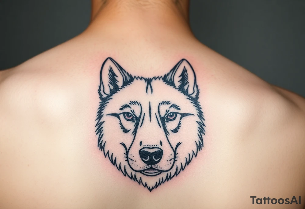make a small tattoo of the face of a husky white with brown tattoo idea
