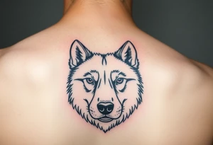 make a small tattoo of the face of a husky white with brown tattoo idea