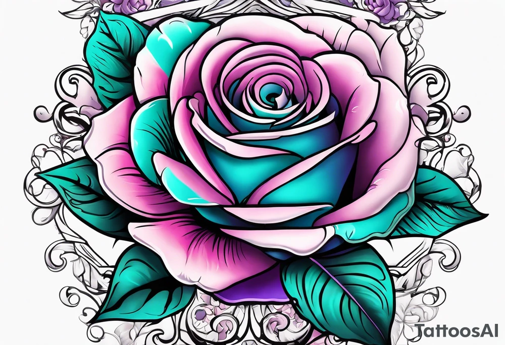 Dad, roses, teal, pink, purple tattoo idea