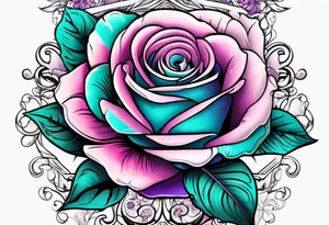 Dad, roses, teal, pink, purple tattoo idea