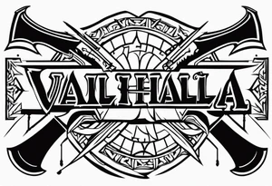 Valhalla 
 sword stairs axe tattoo idea