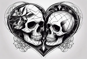 merge heart and skull tattoo idea