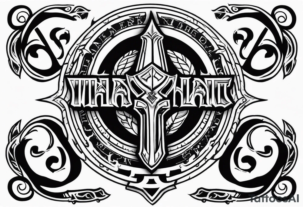 valhalla on fire
sword shield axe tattoo idea