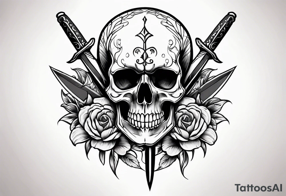 Skull and dagger tattoo idea