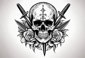 Skull and dagger tattoo idea