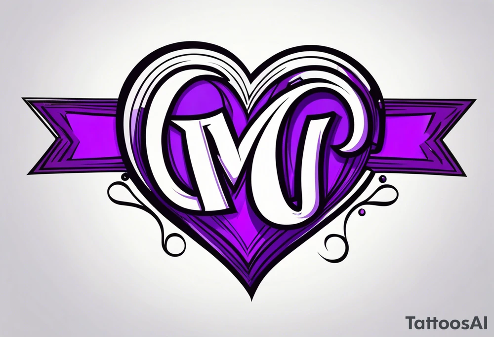 Infinity, purple heart, letter M tattoo idea
