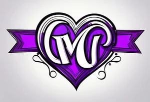 Infinity, purple heart, letter M tattoo idea