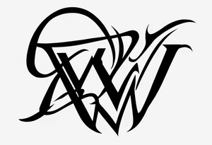 the letters A W R in the middle of a ninja headband tattoo idea