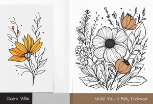 Upper arm half sleeve with fall color wild flowers tattoo idea