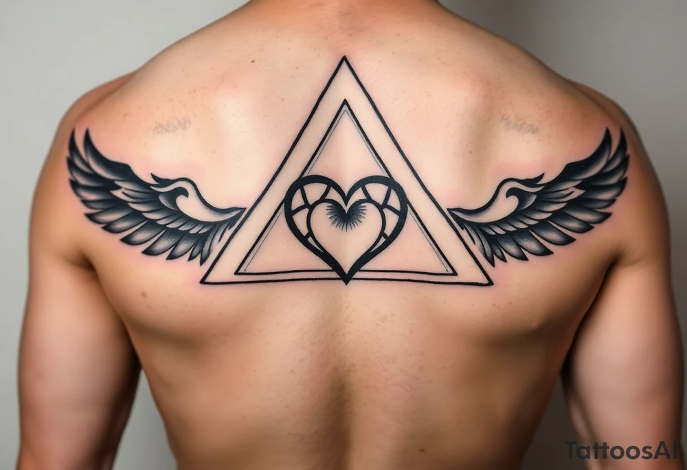 A triangle with a heart over the middle of the center with a tna tattoo idea