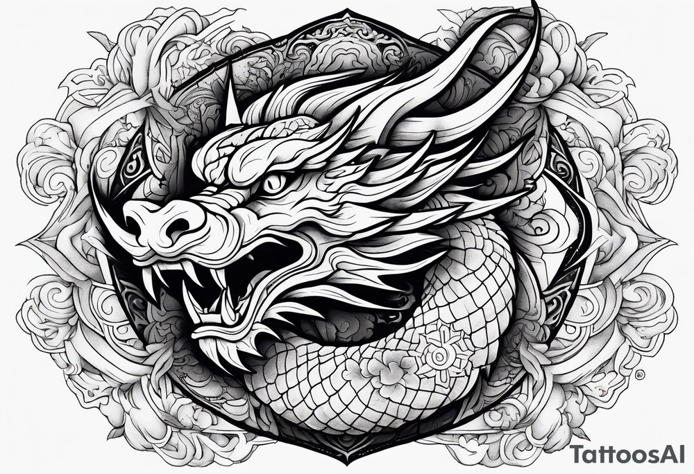japanese dragon, celestial, cross, snowflake, tattoo idea