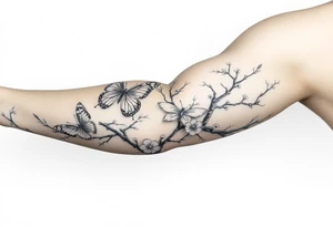 Justin above mini butterflies and cherry blossom tree tattoo idea