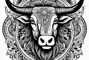 Texas Long horn with IR on the forehead tattoo idea