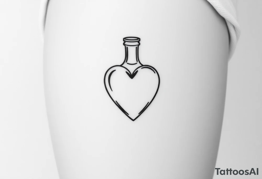 Heart shape bottle tattoo idea