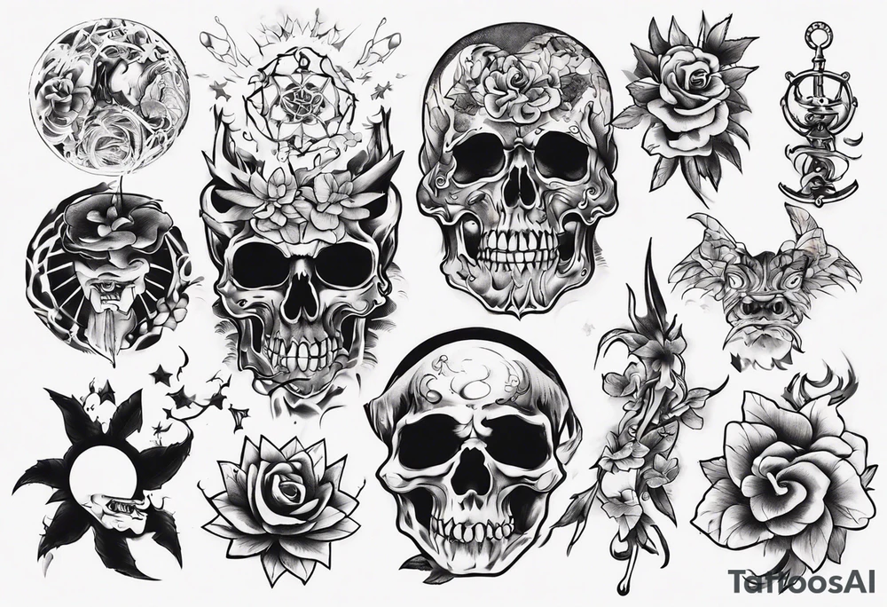 サボテンと骸骨 tattoo idea