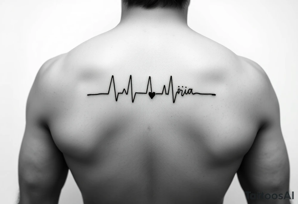 Name Aria to be written like a ECG with a little black heart at the end ,Minimal tattoo for wrist tattoo idea