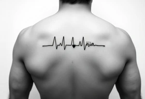 Name Aria to be written like a ECG with a little black heart at the end ,Minimal tattoo for wrist tattoo idea