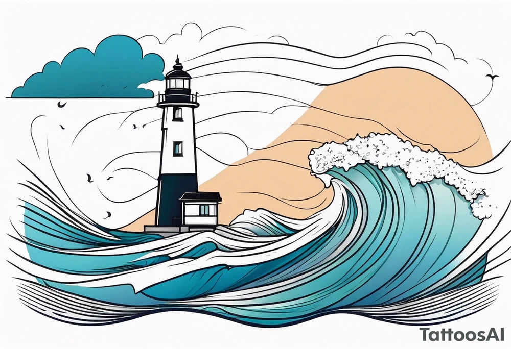 Lighthouse with waves very delicate tattoo idea