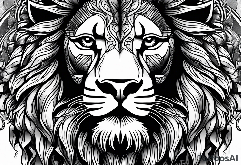 powerful majestic lion, close-up tattoo idea