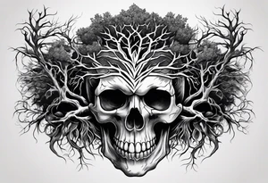 skull with roots running thru it tattoo idea