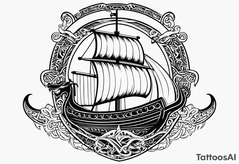 Valhalla sword shield viking ship dragon head tattoo idea Valhalla sword shield viking ship dragon head tattoo idea