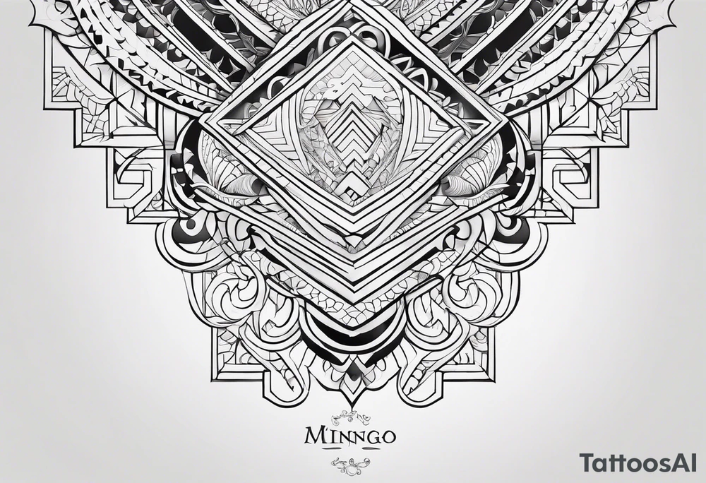 Create a Fine Line tattoo made out of the name Mingo and very pretty but hide the name in the image tattoo idea