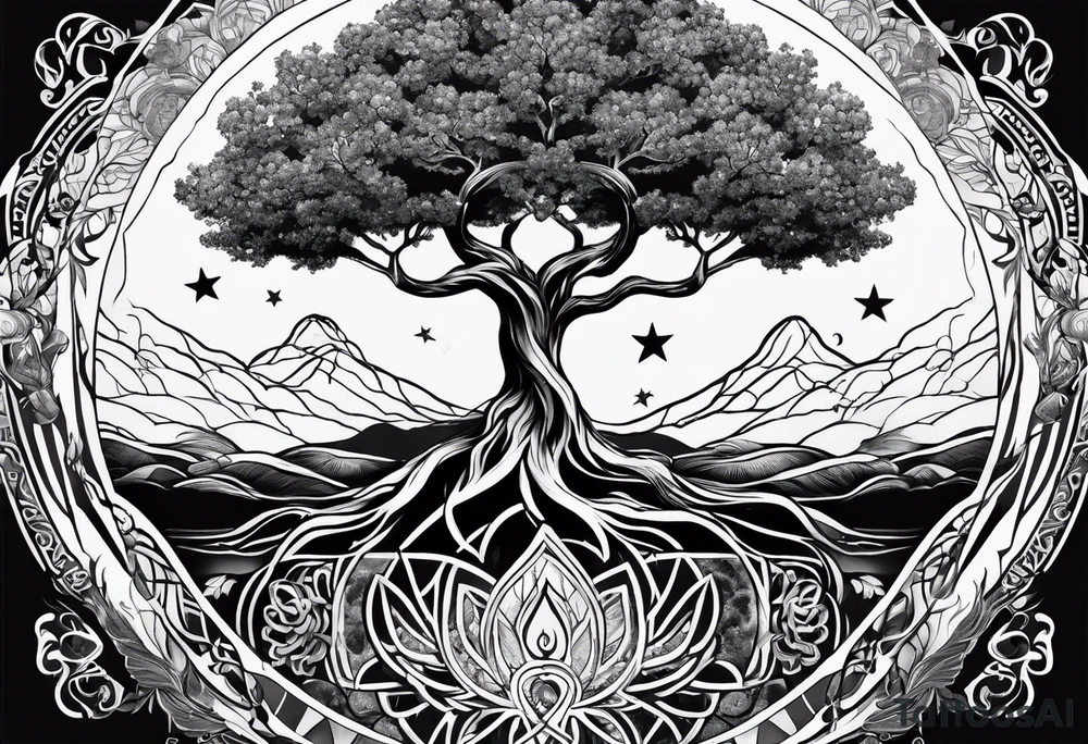 Tree of life, infinity, chakras tattoo idea