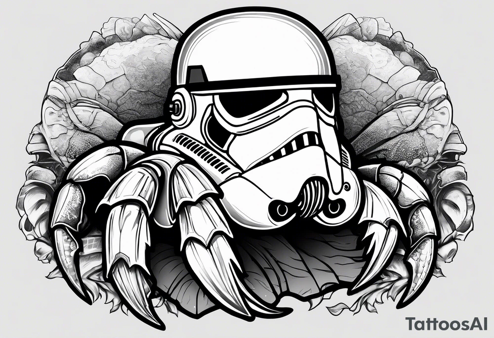 Hermit Crab wearing a starwars stormtrooper helmet tattoo idea