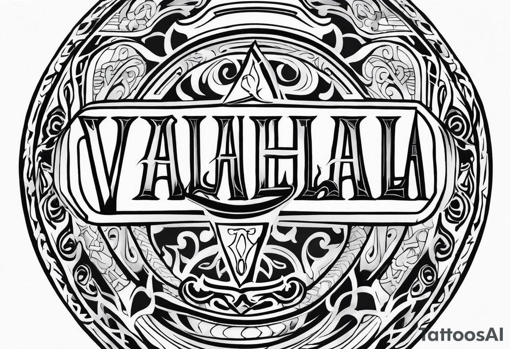 Valhalla round shield fire sword tattoo idea