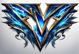 Blue Lightning forming The Letter V tattoo idea
