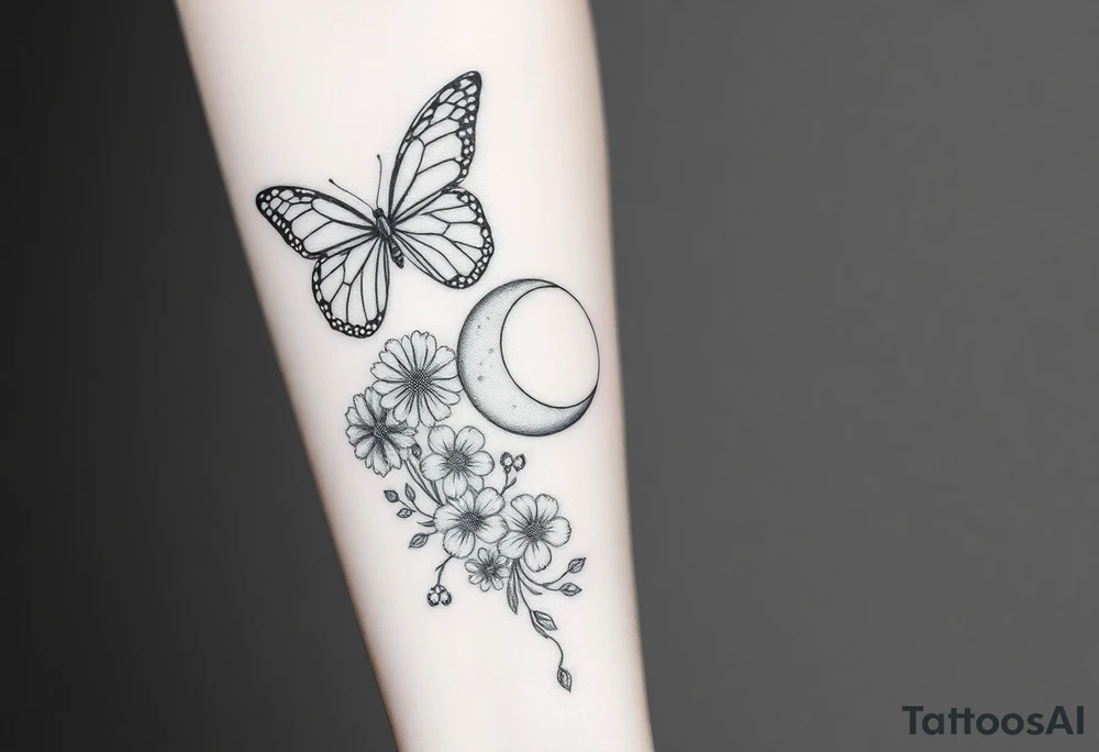 I have a full inside forearm done with butterfly’s, flowers, have a moon crust, dimonds, sprinkles so now I need to finish the other side it’s a long one from my wrist to the inside elbow tattoo idea