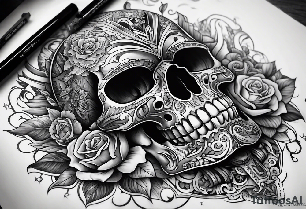 Mechanic skull tattoo idea