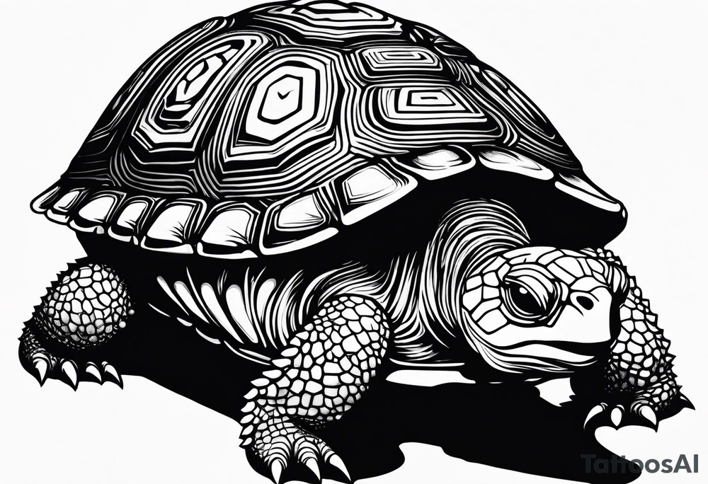 outline of a badass turtle with a spiked shell tattoo idea