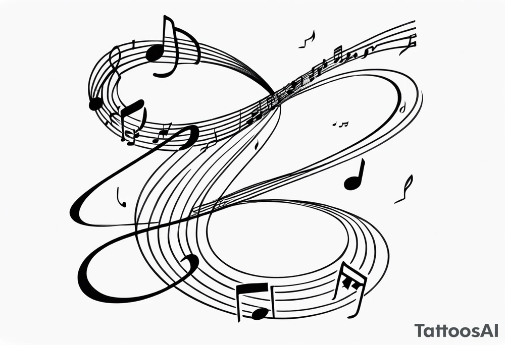 Musical notes connecting toddlers dancing tattoo idea