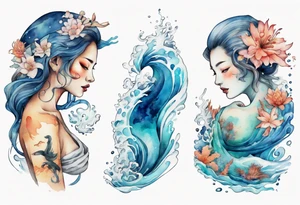 a woman made of the ocean tattoo idea