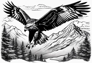 Hawk flying down to the ground tattoo idea
