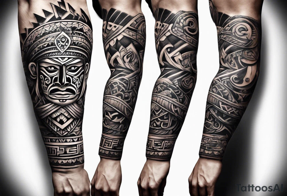 A puerto rican taino tribal sleeve tattoo idea